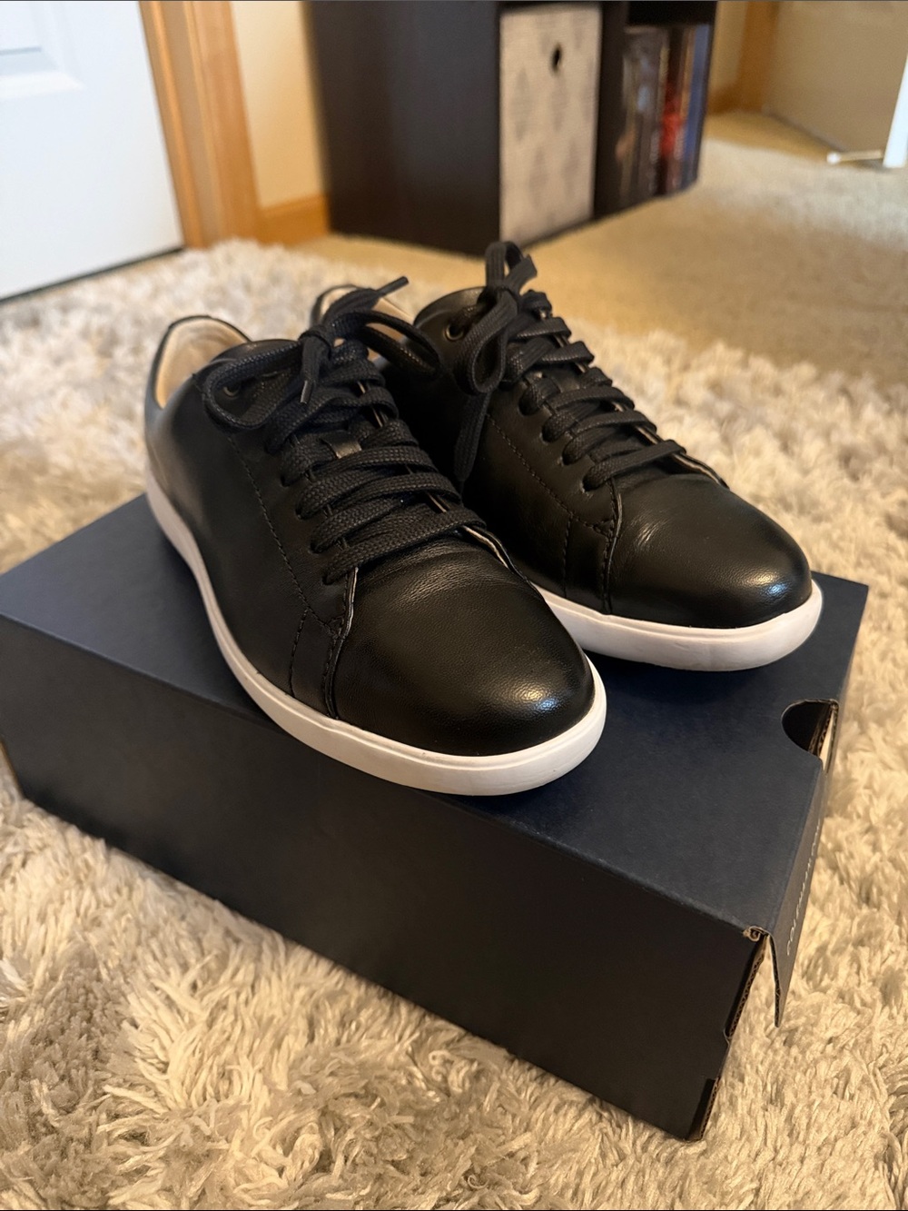 Cole Haan Black Leather Low-Top Sneakers with White Outsole